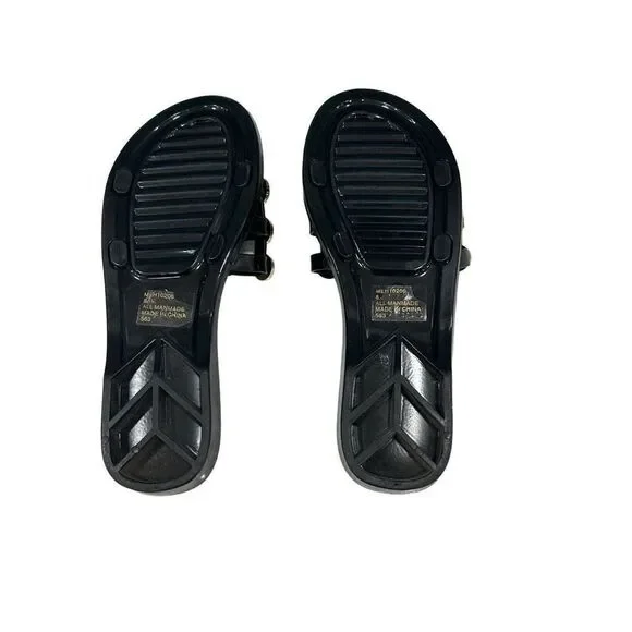 Steve Madden Size 8 Black Jelly Slide Sandals with White Pearl Accents - Picture 7 of 7